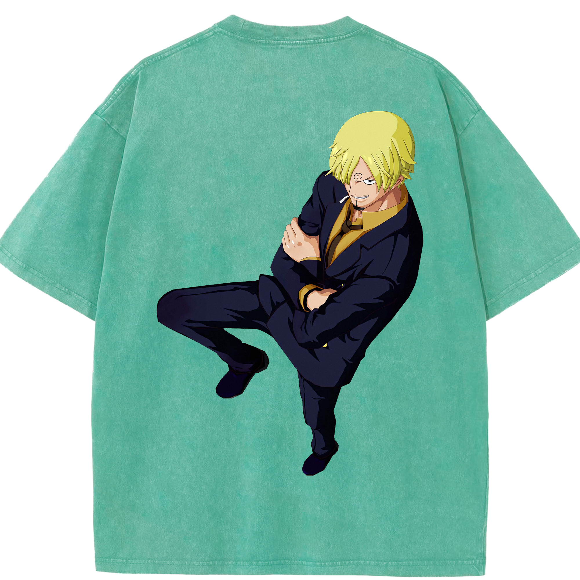 ワンピース サンジ ONE PIECE Sanji 綿100% ヴィンテージ風 半袖Tシャツ（背面プリント）
